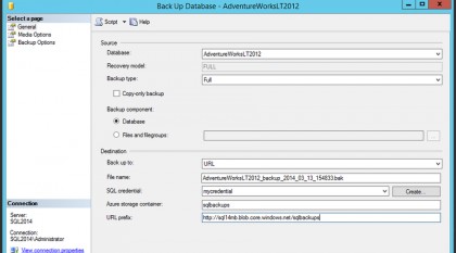 Setting up backup to Azure
