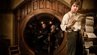 One of the movie's most challenging 3D sequences was choreographing Gandalf and the dwarves in Bag End