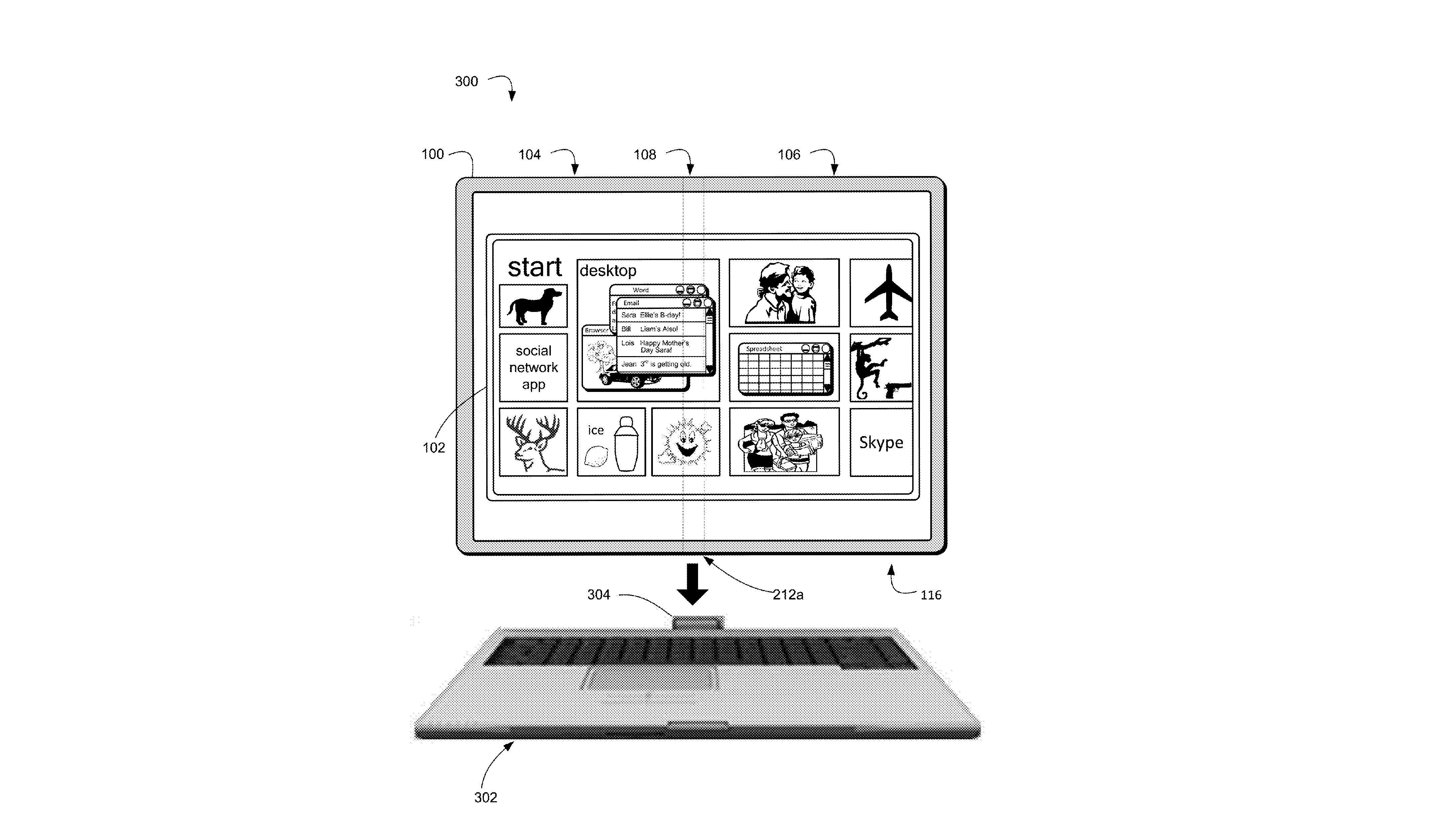 The patent also shows how the tablet could connect to a keyboard
