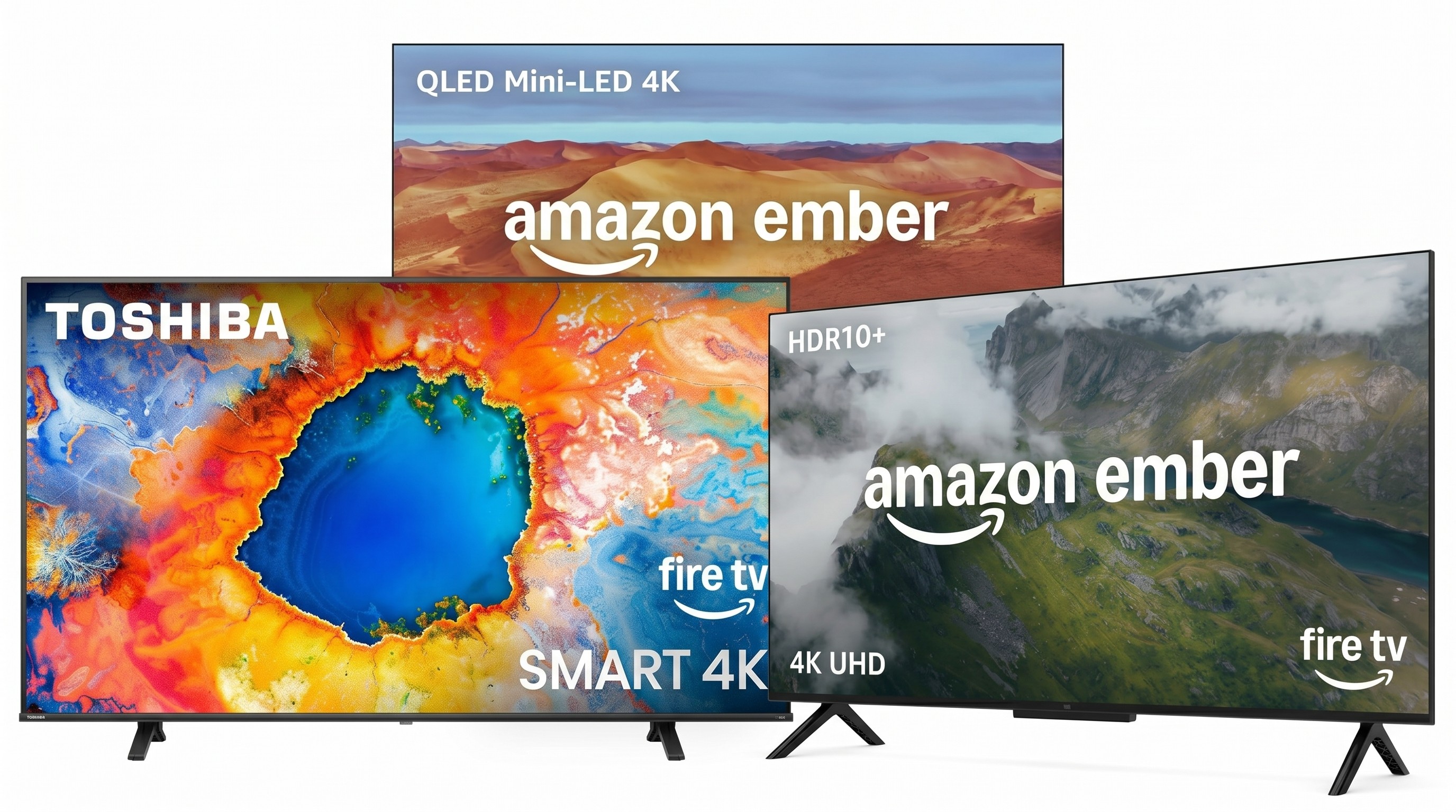 A collage of three TVs from this year's early Amazon Prime Day sale.