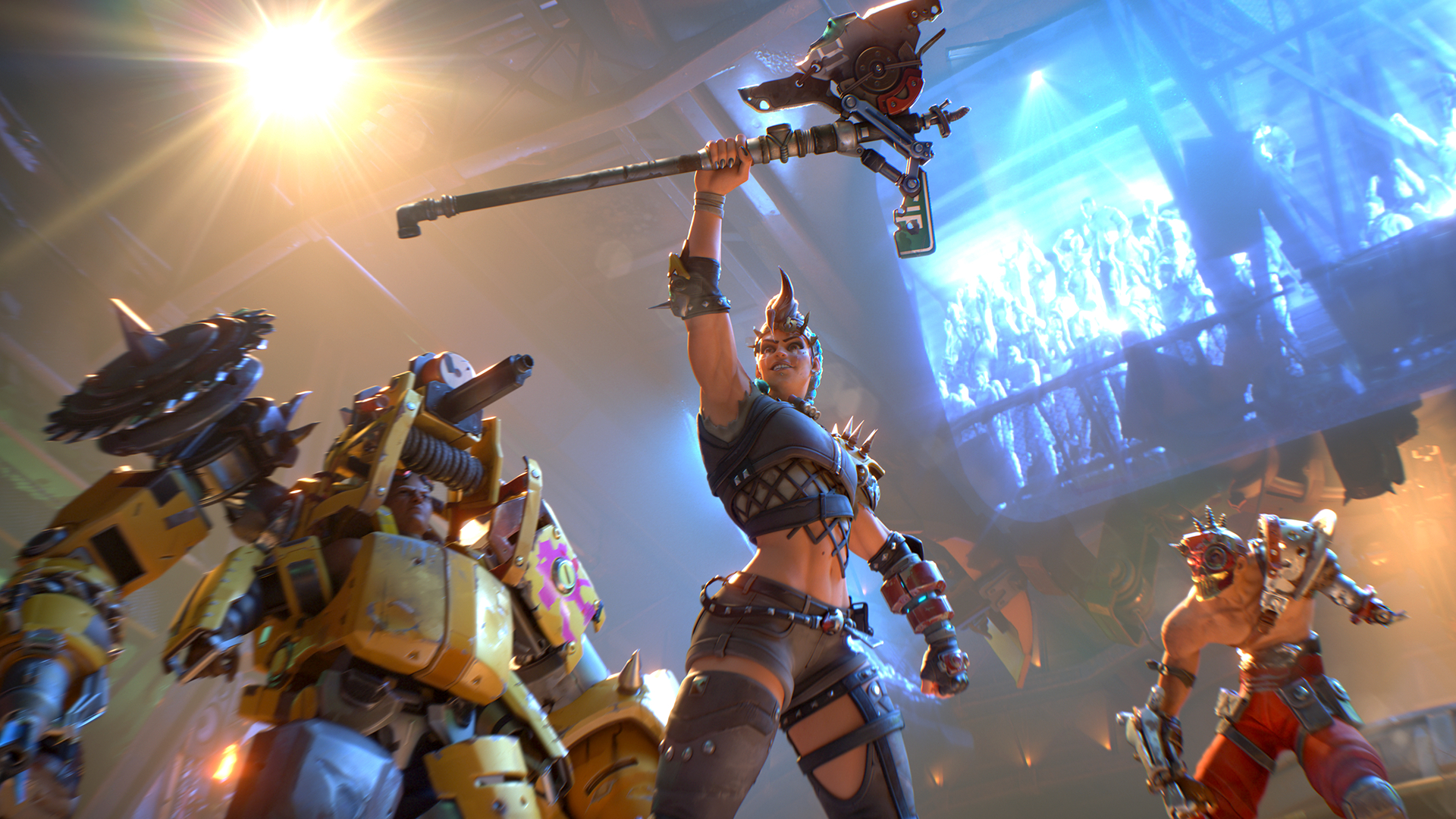 Junker Queen with her allies holding her axe