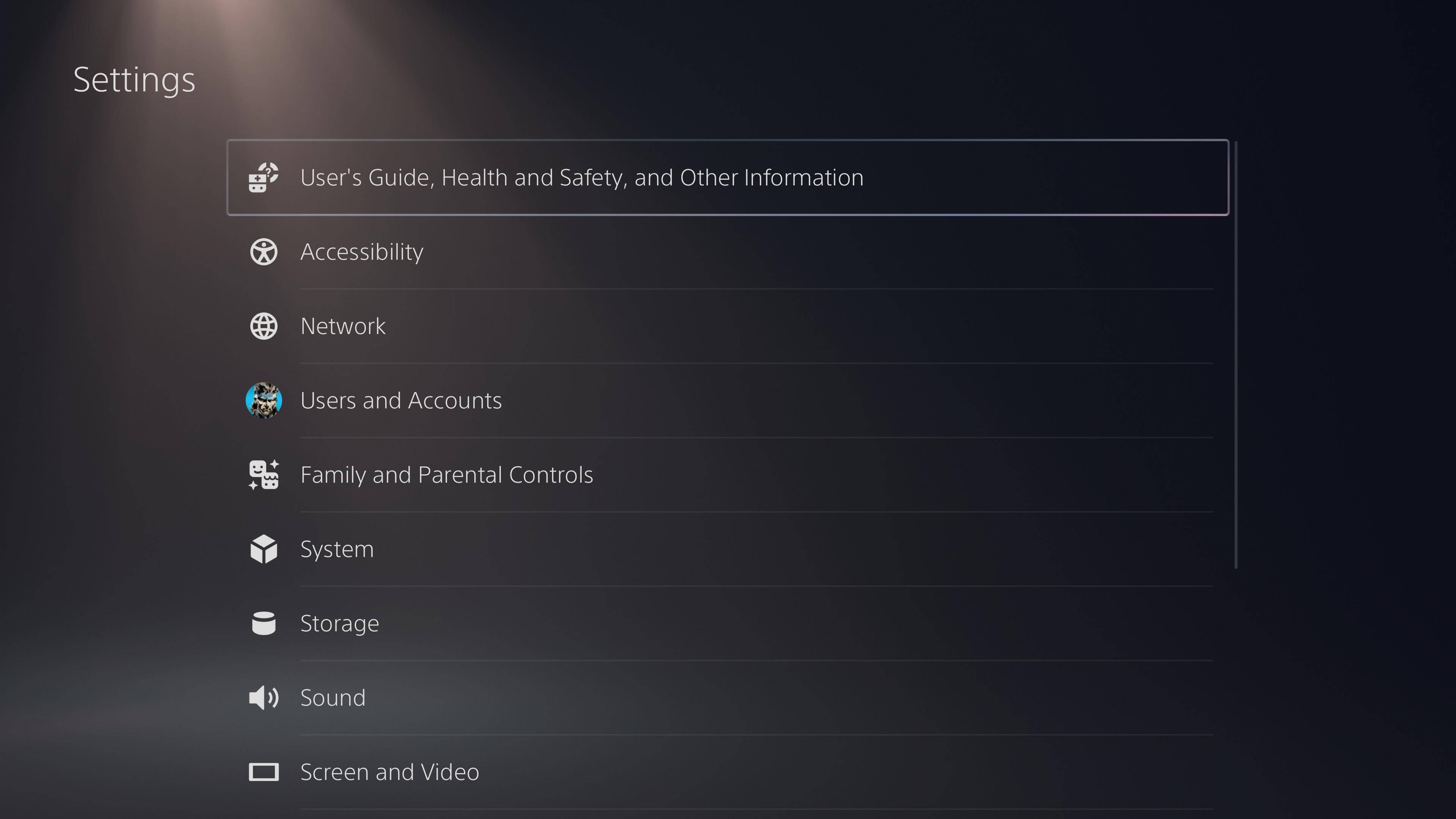 PS5 settings