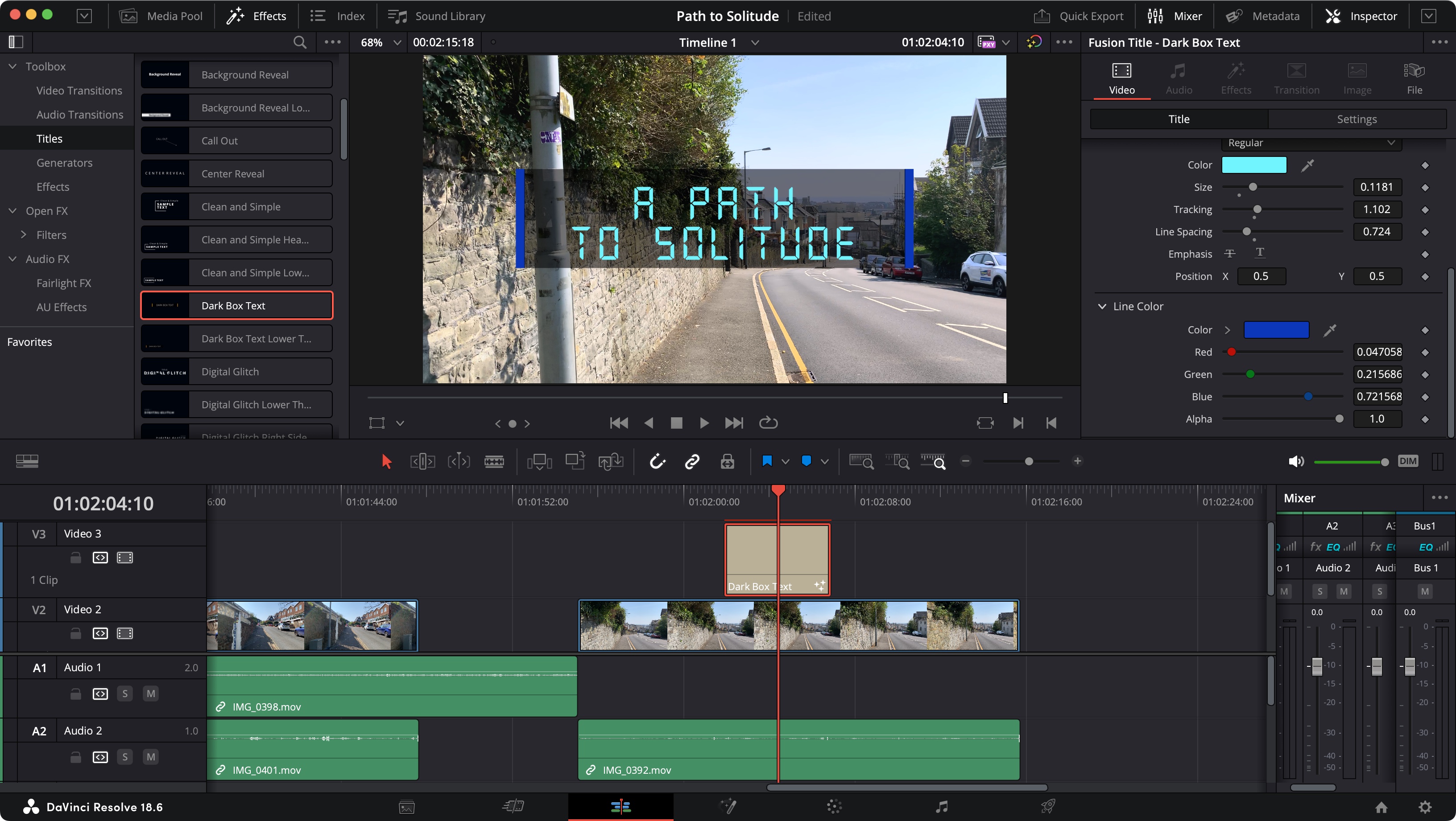 Adding text in free video editor DaVinci Resolve