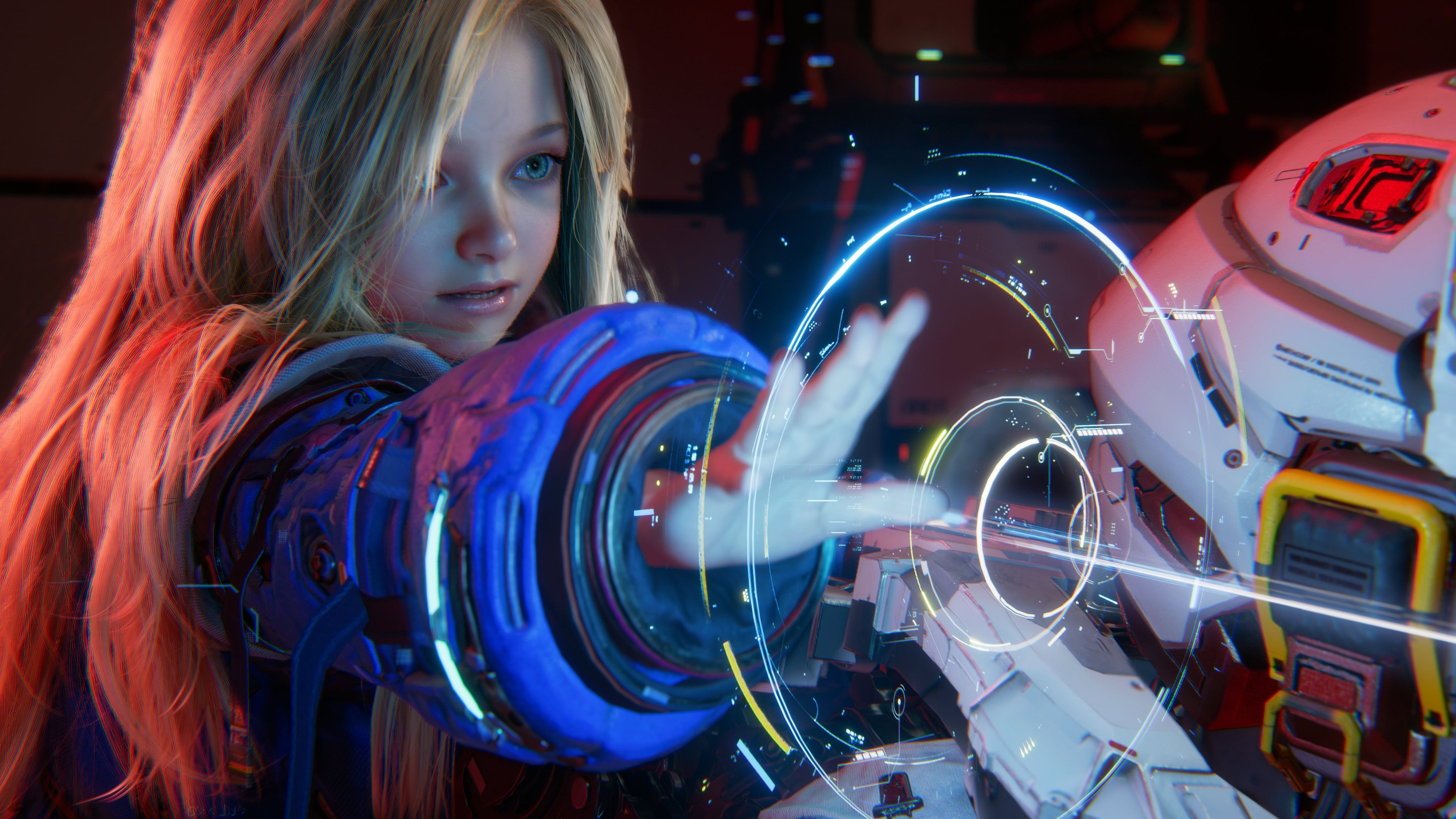 A screenshot from sci-fi game Pragmata