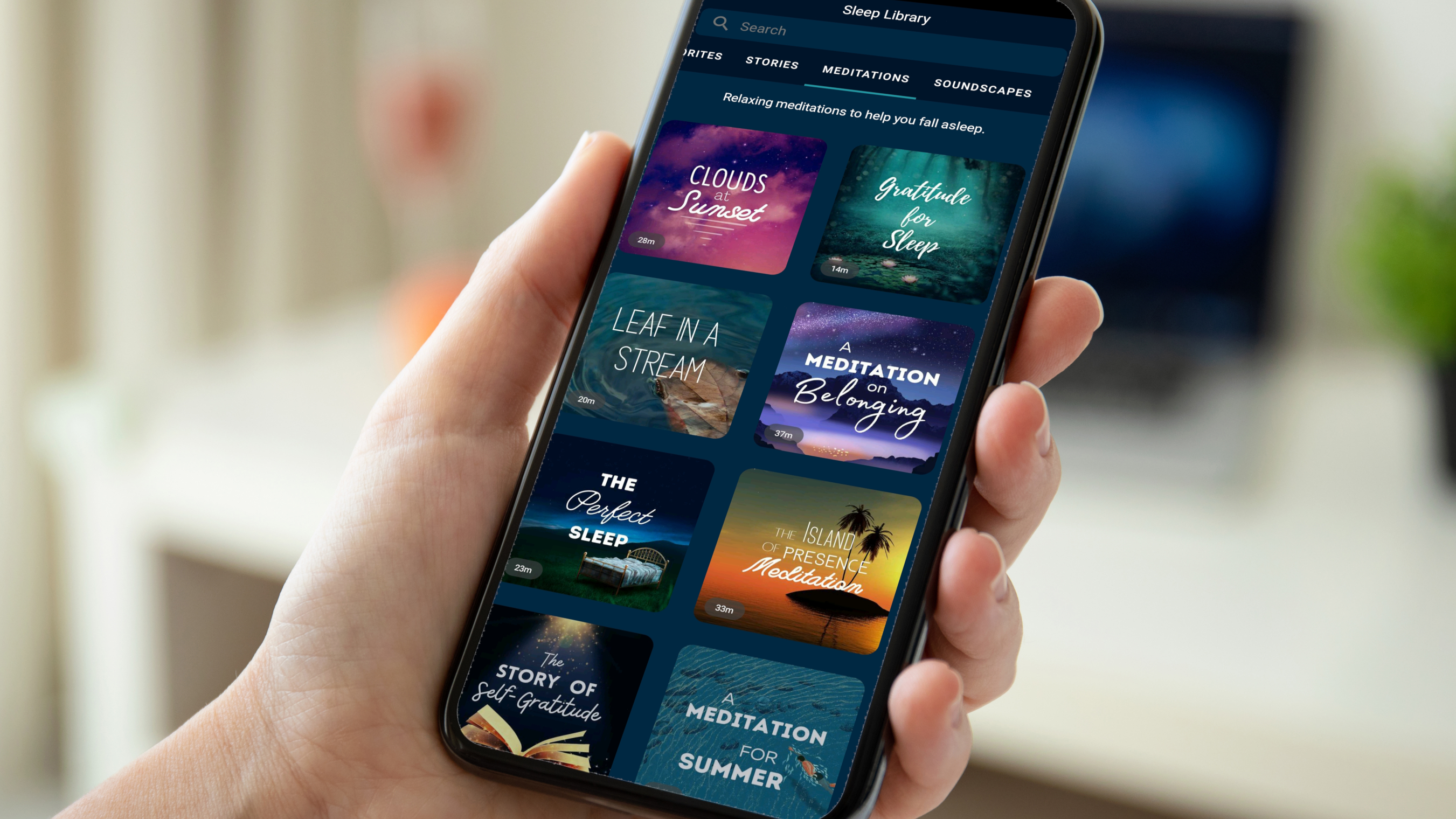 Woman using Slumber app on her phone