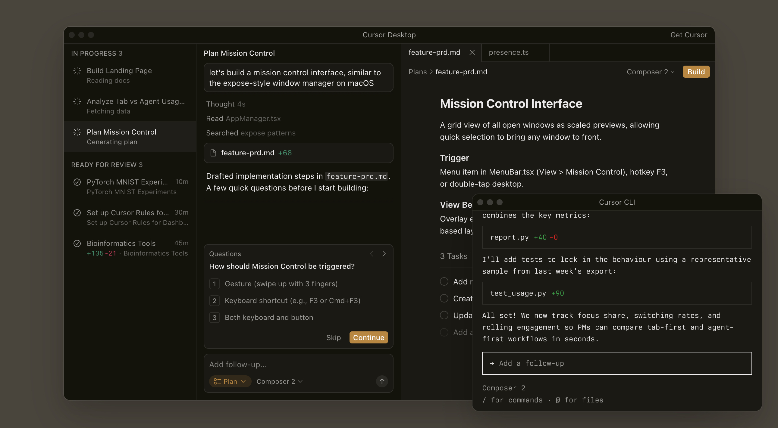 An image of the Cursor UI