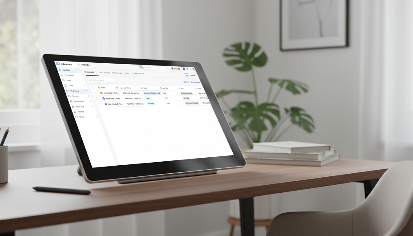 Screenshot of Salesmate CRM being used on a tablet