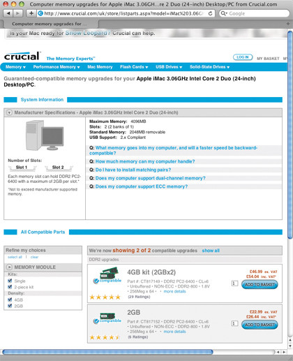 Crucial memory advisor