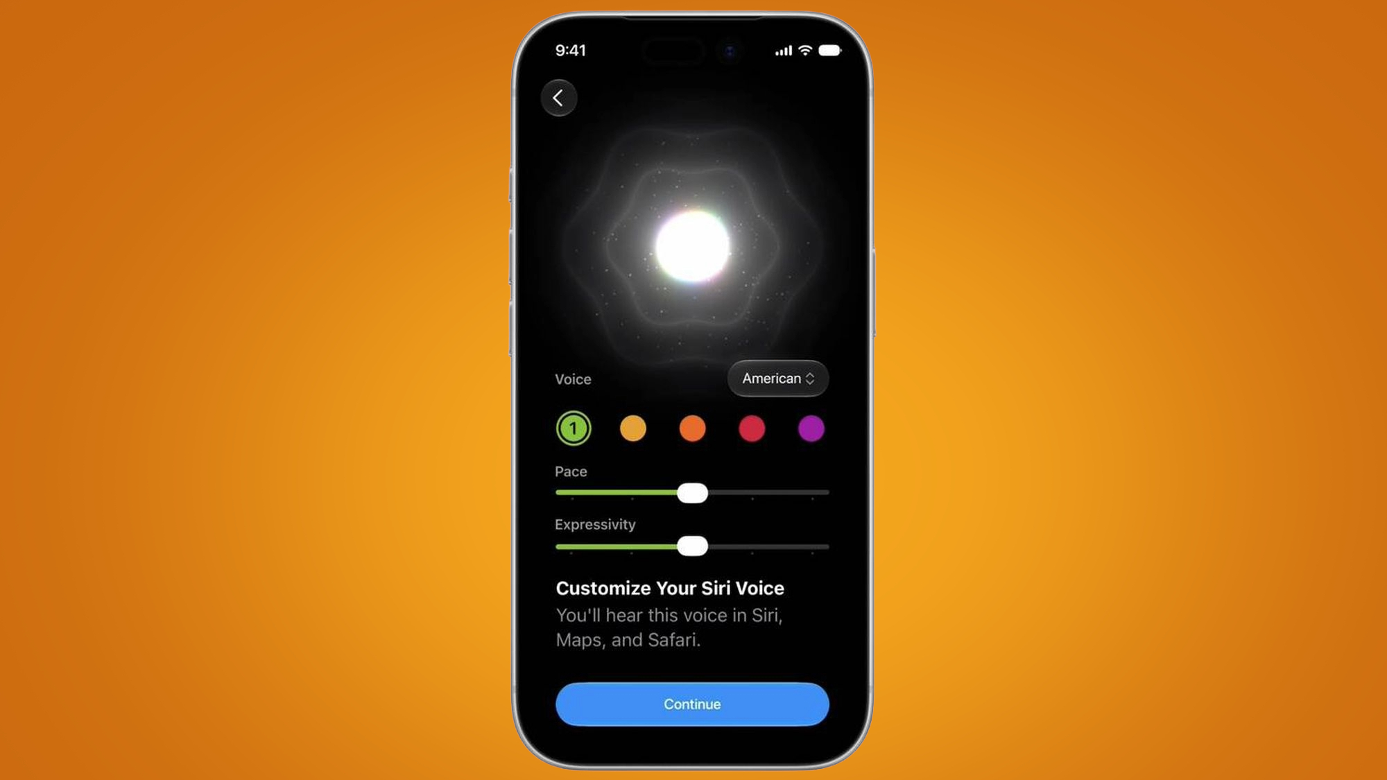 The Siri voice customization UI in Siri AI