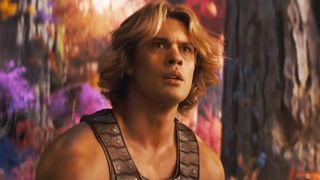 A close up of Nicholas Galitzine's Adam/He-Man in 2026's Masters of the Universe movie