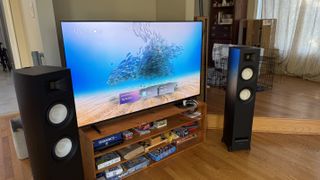 Hisense U65QF showing abstract image on screen