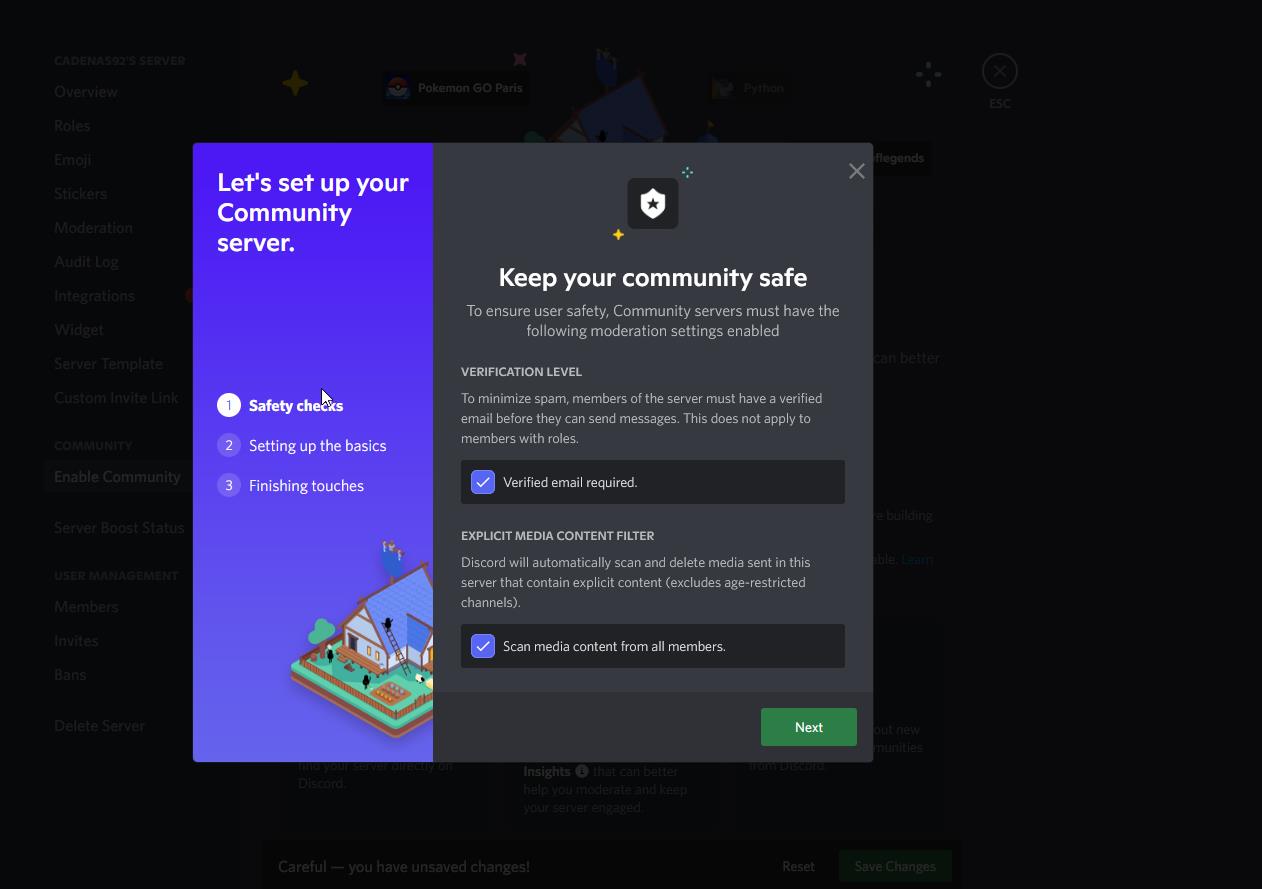 Discord setting up server