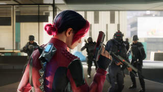 Character holding a gun