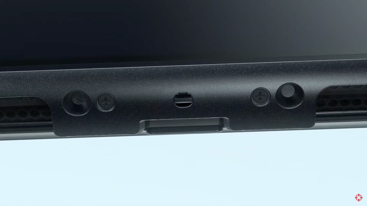 The edge of the Nintendo Switch 2, showing some speaker grilles