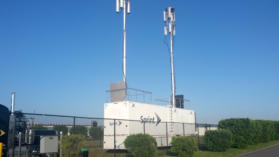 Cell on Wheels (COWS) are now being put in place. Credit: Sprint