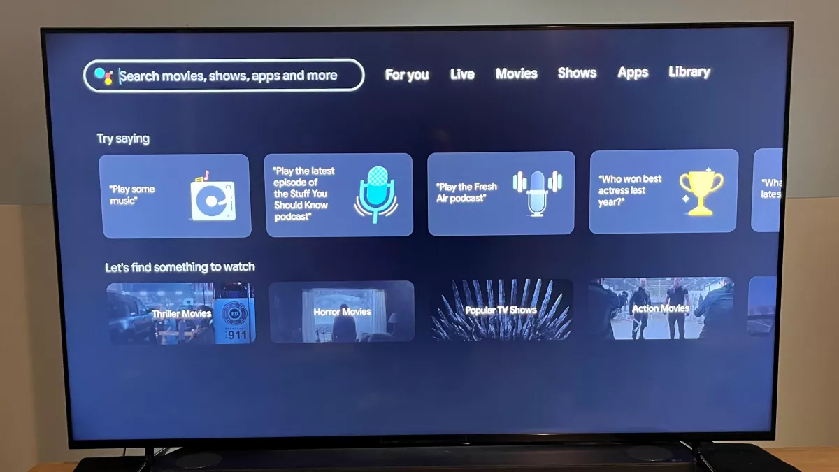 The sony x90k led tv displaying a settings page.