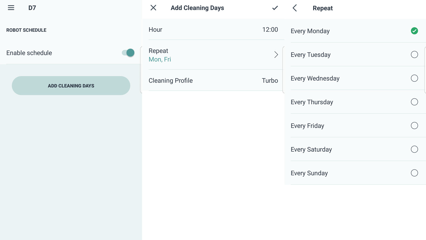 The Neato's fiddly scheduling system