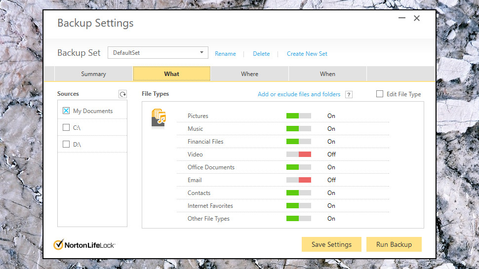 Norton Backups