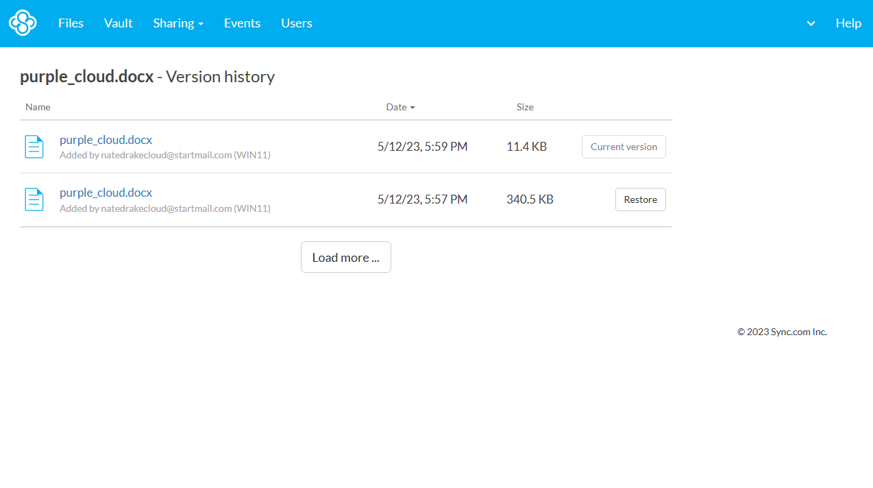 Sync.com cloud storage being tested by TechRadar Pro reviewer - screen shows