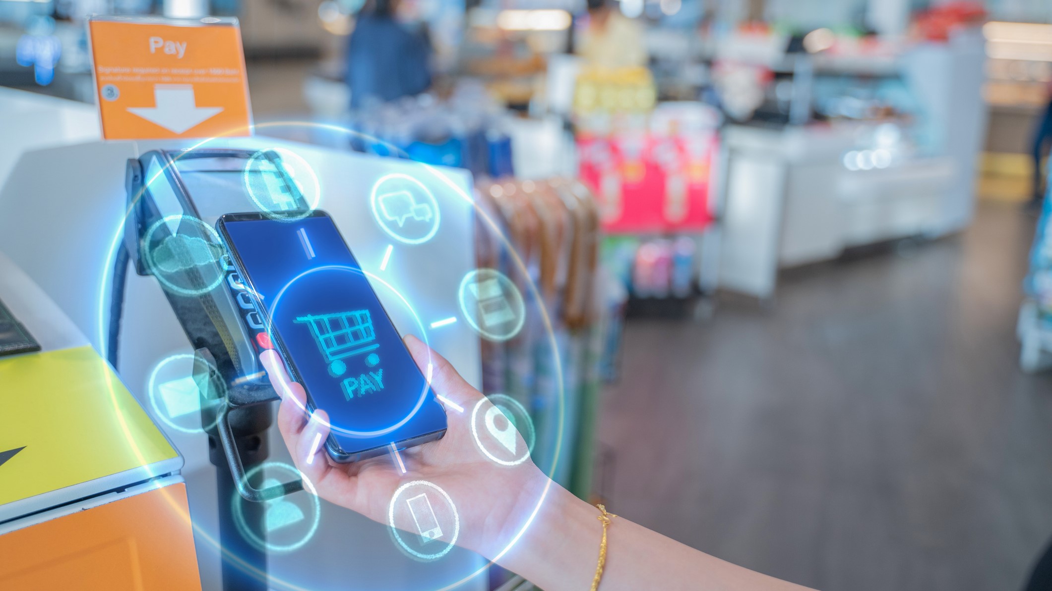 Virtual POS system terminal with customer paying