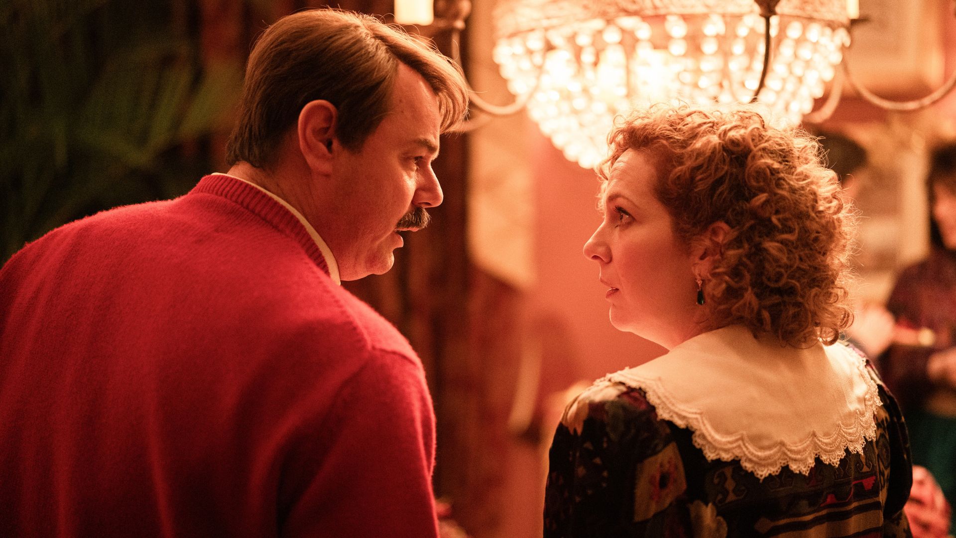 Freddie and Lizzie look at each other