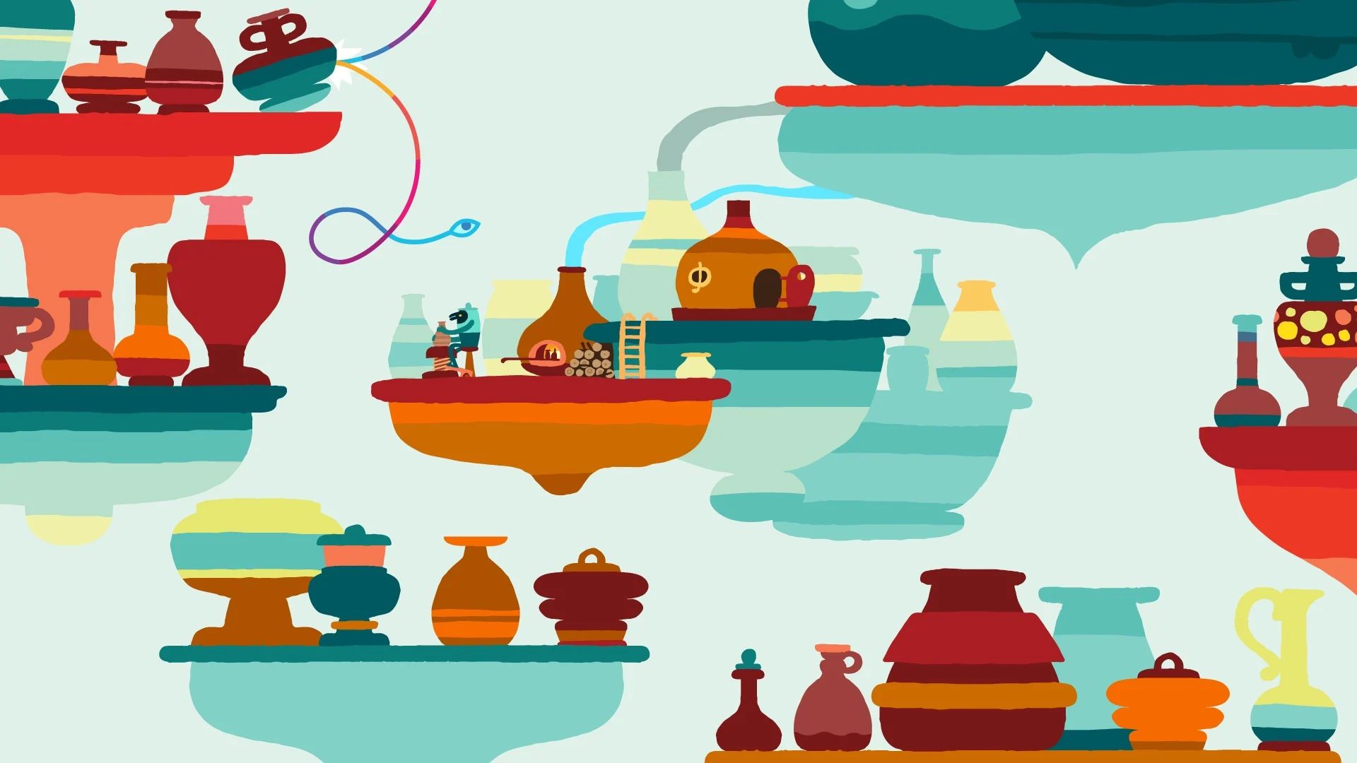 A kite-like protagonist drifts on the wind in Hohokum.