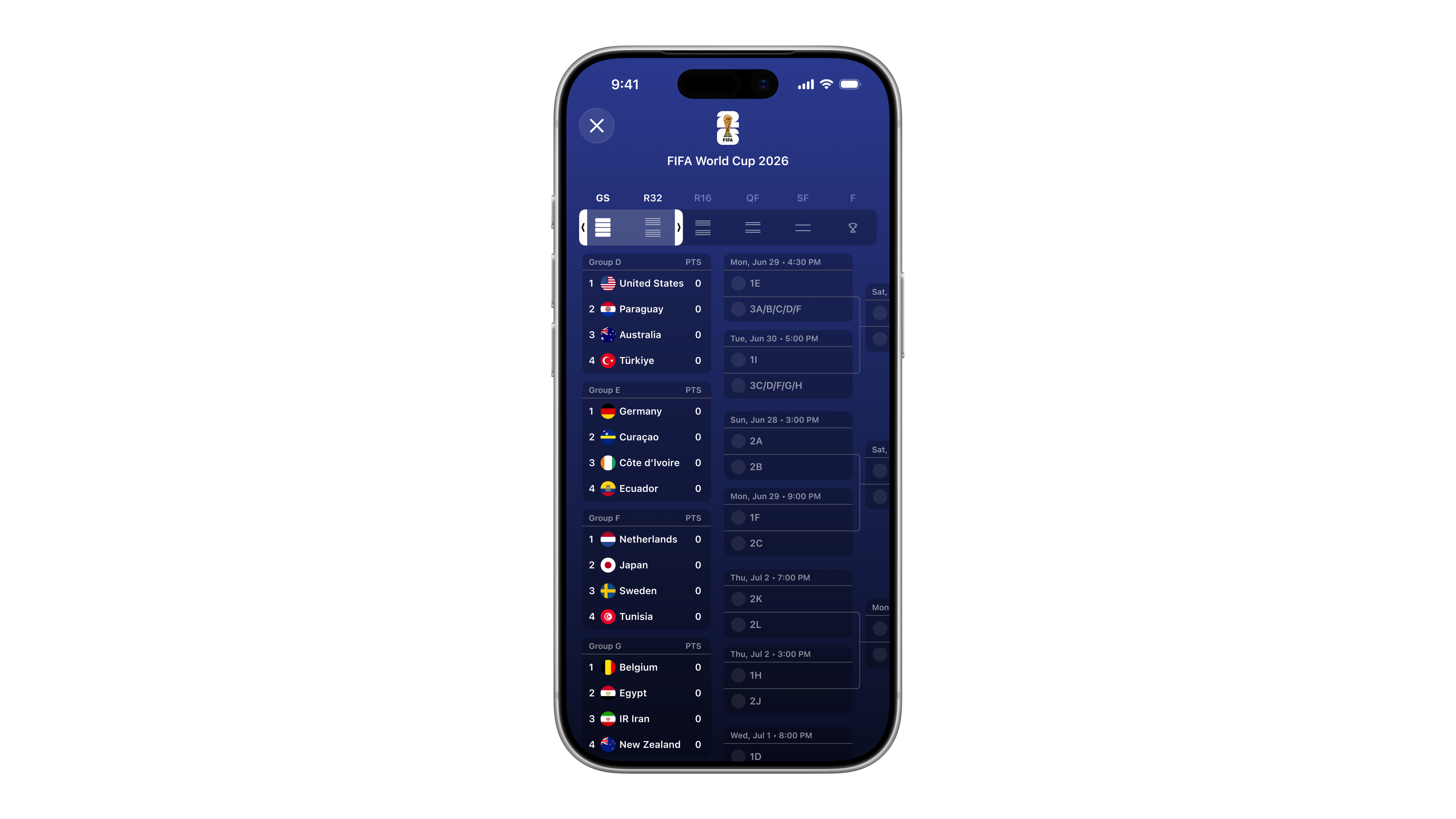 Apple Sports App FIFA World Cup Brackets