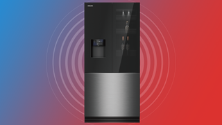 The Dreame fridge on a red and blue background