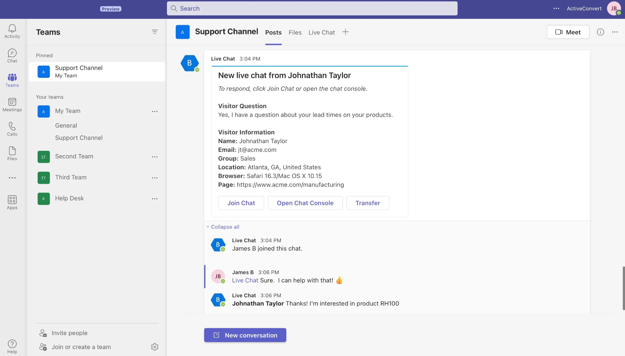 Social Intents interface