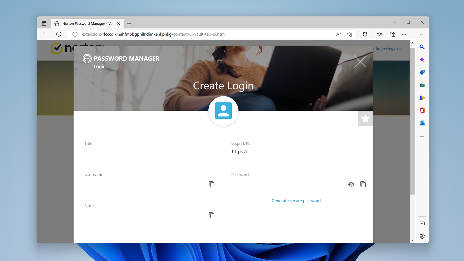 Norton Password Manager login.