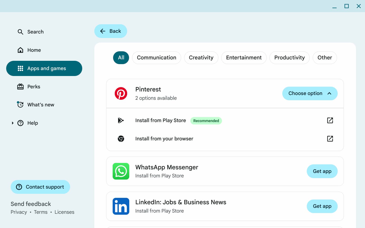 screenshot of chrome os feature