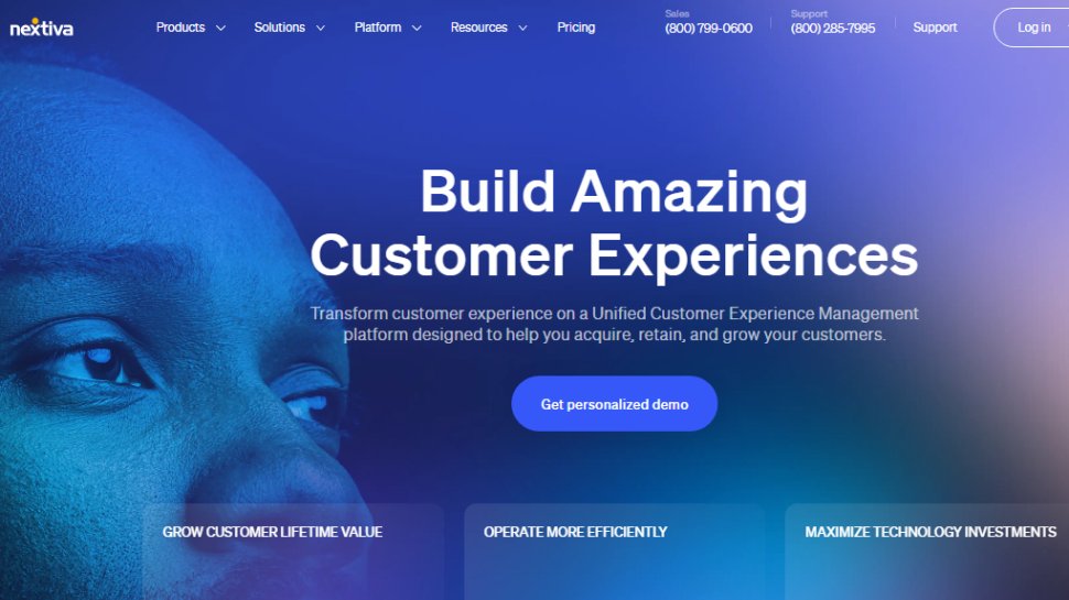 Website screenshot of Nextiva (November, 2025)