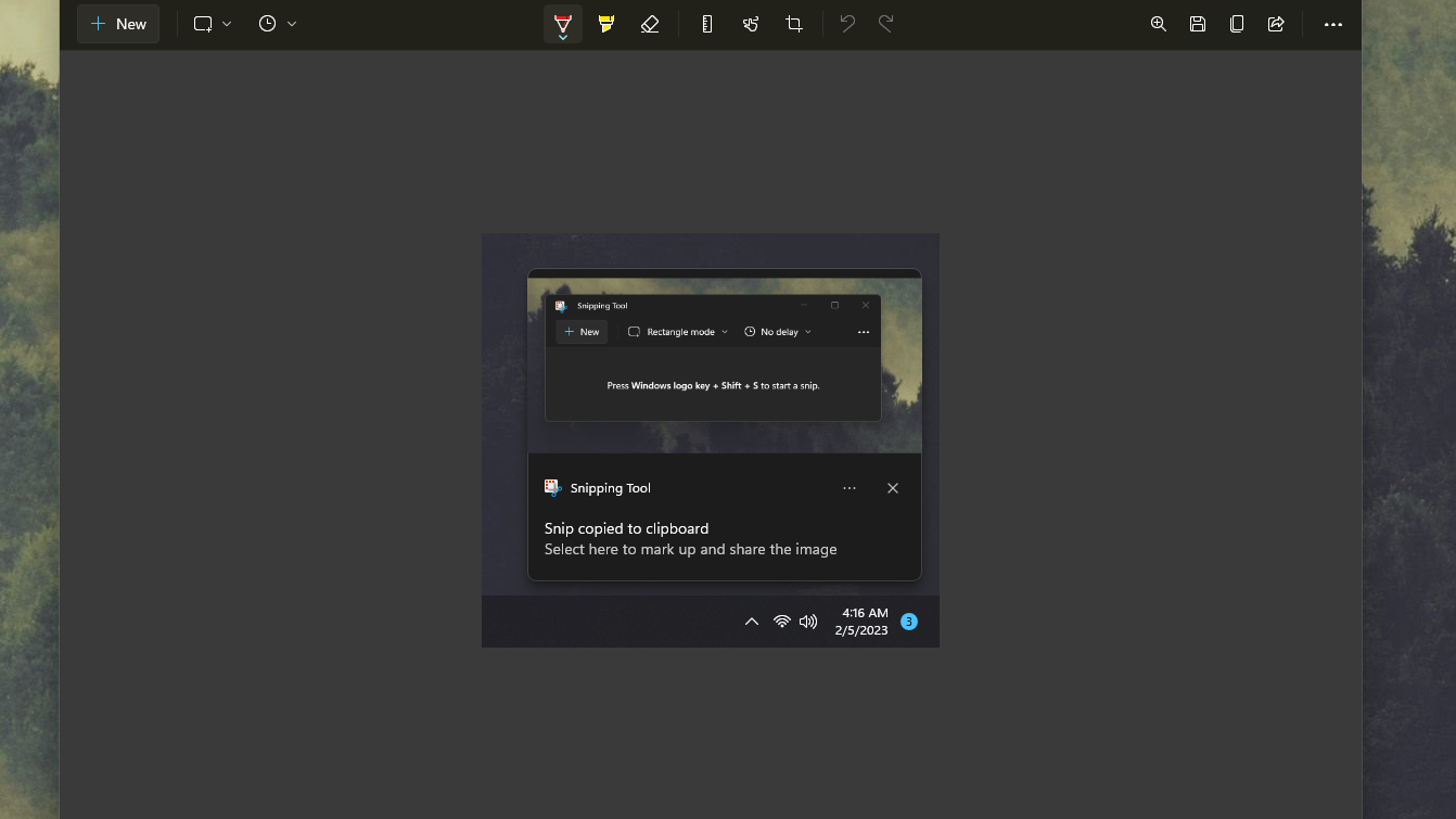 Screenshot of the open Windows 11 Snipping Tool