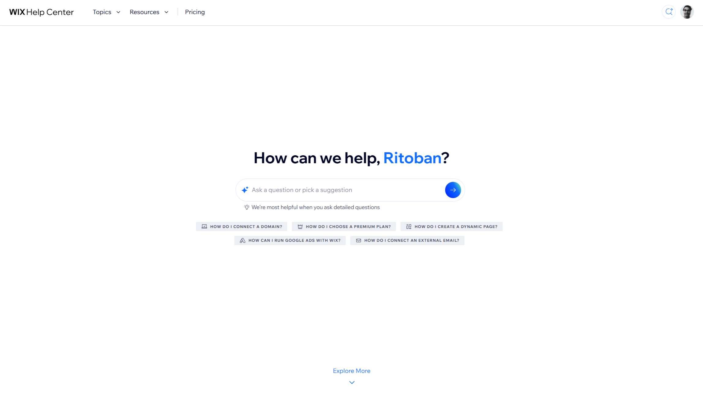 Wix support hub