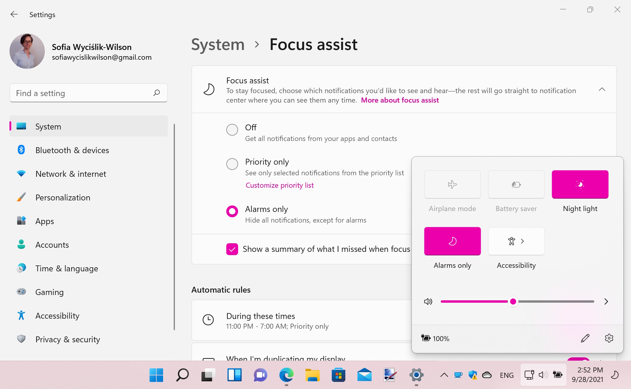 Focus Assist screenshot