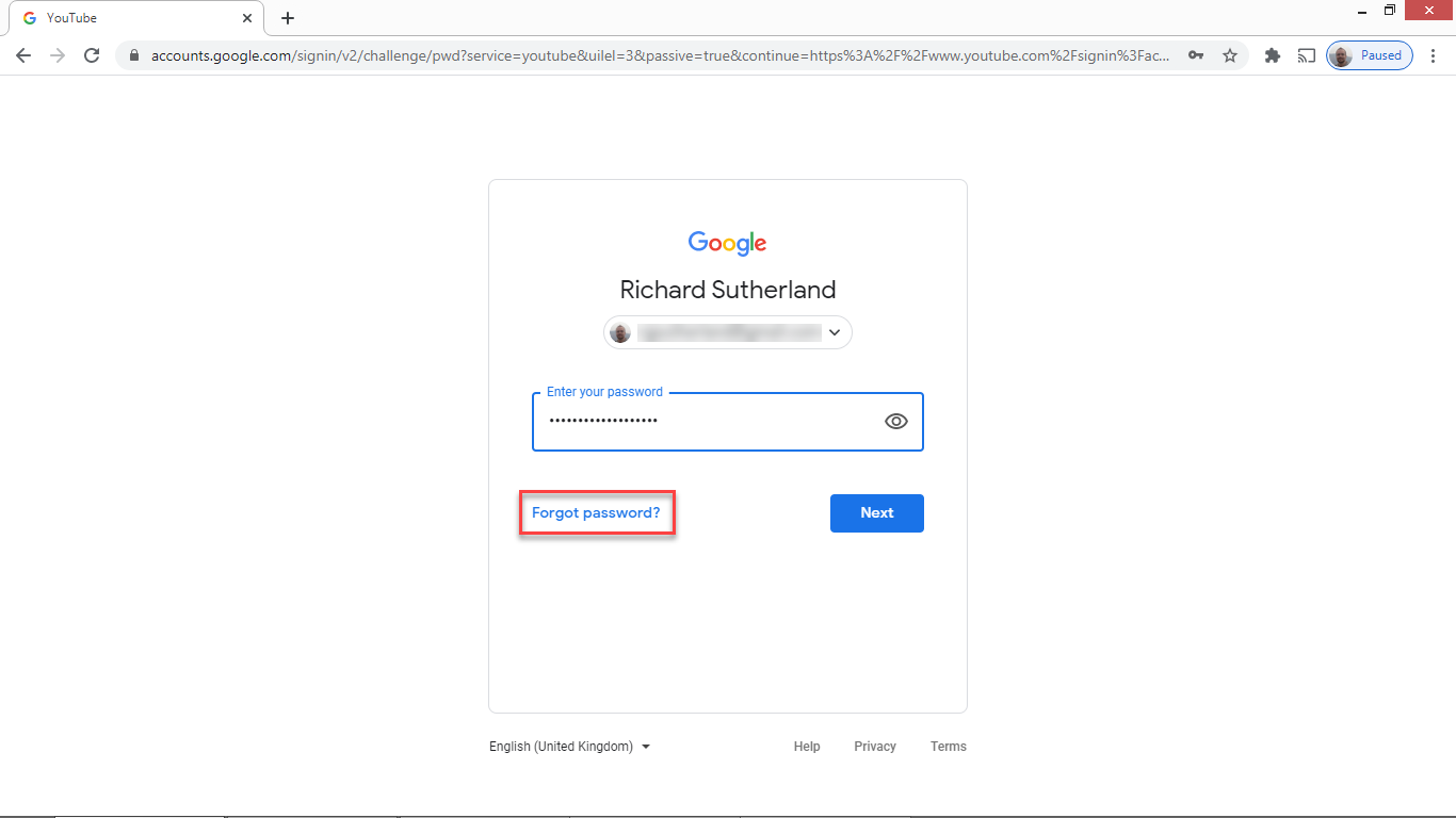 Google Chrome password