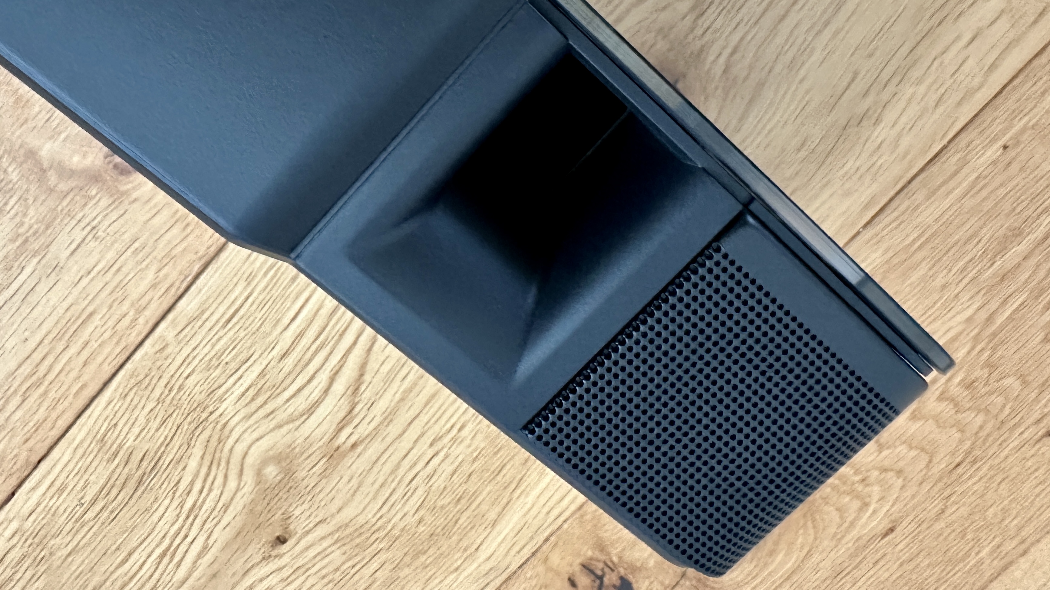 Bose Smart Ultra Soundbar bass reflex port close-up