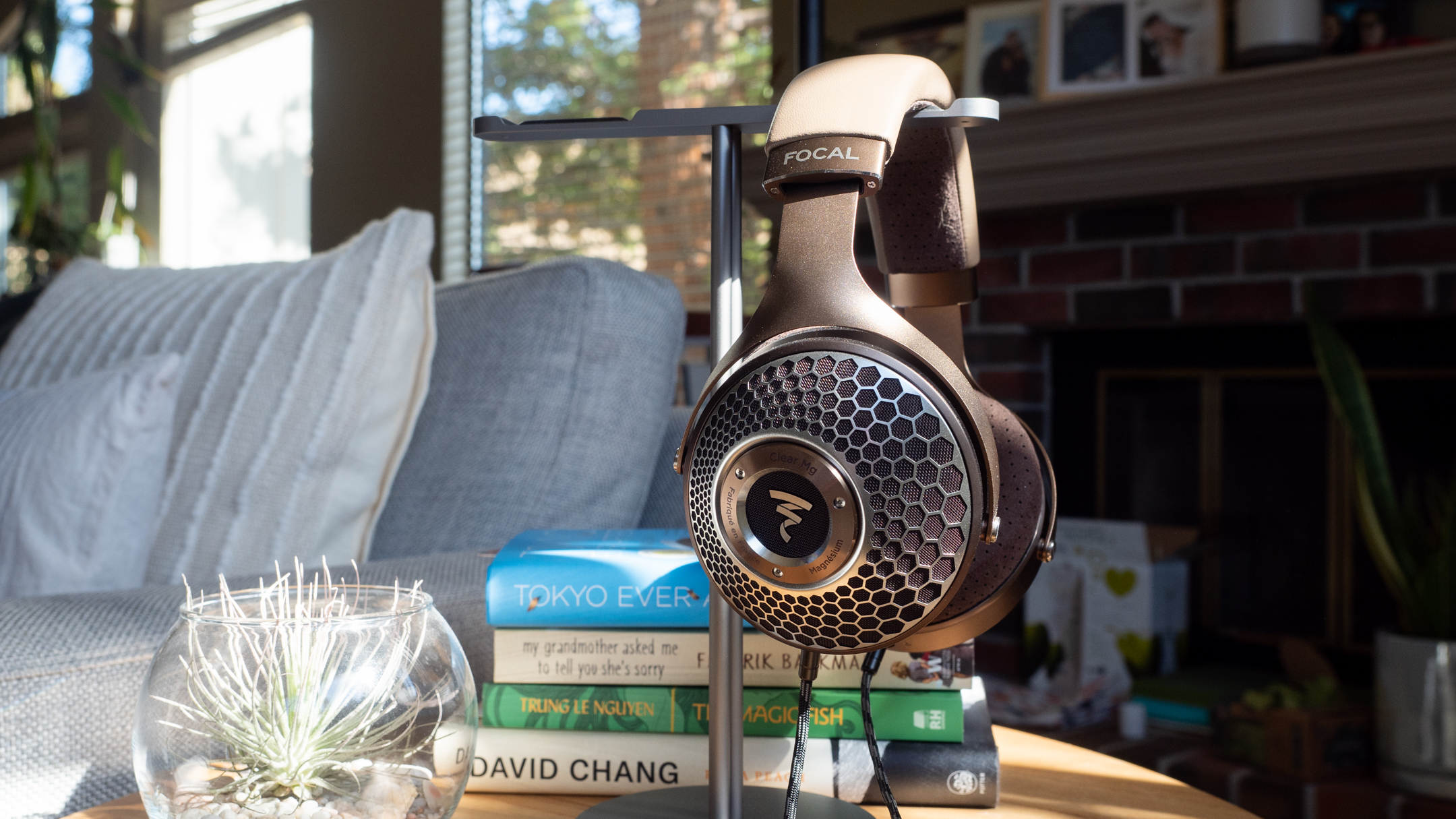 The Focal Clear Mg on a table.