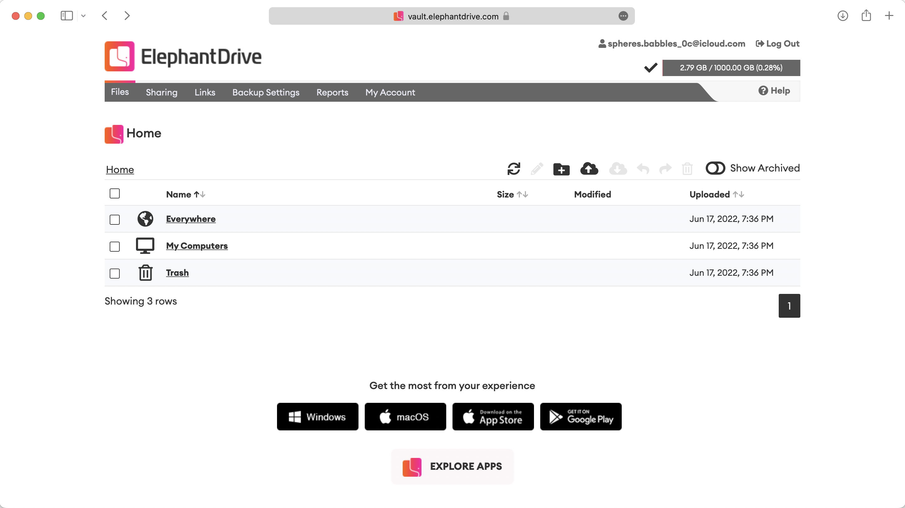 ElephantDrive browser