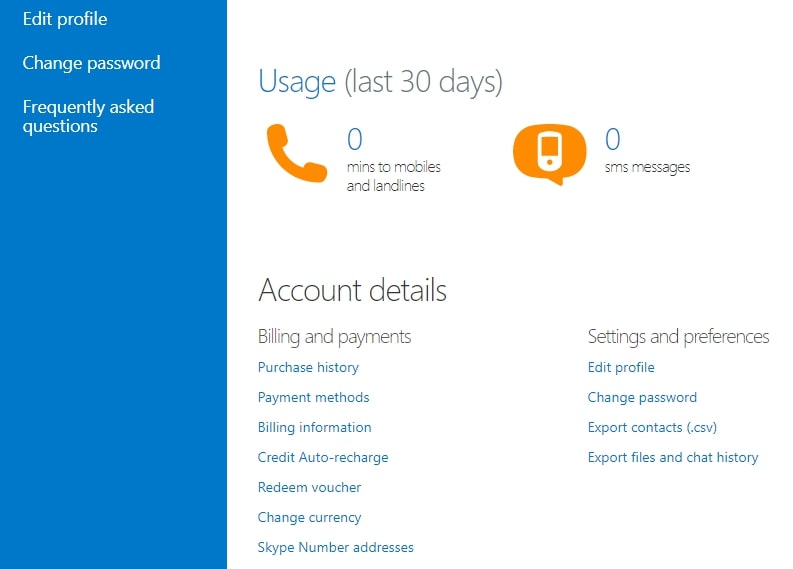 Skype password