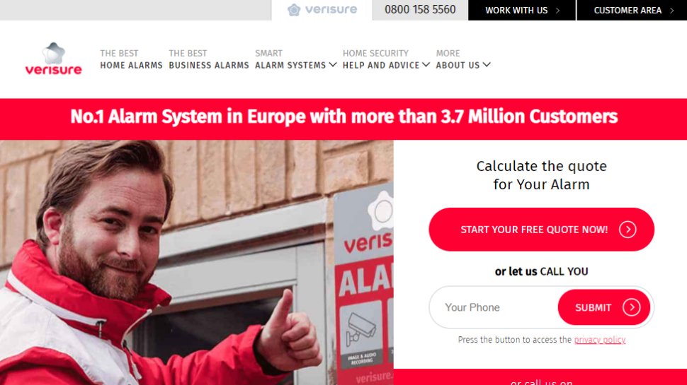 Website screenshot for Verisure