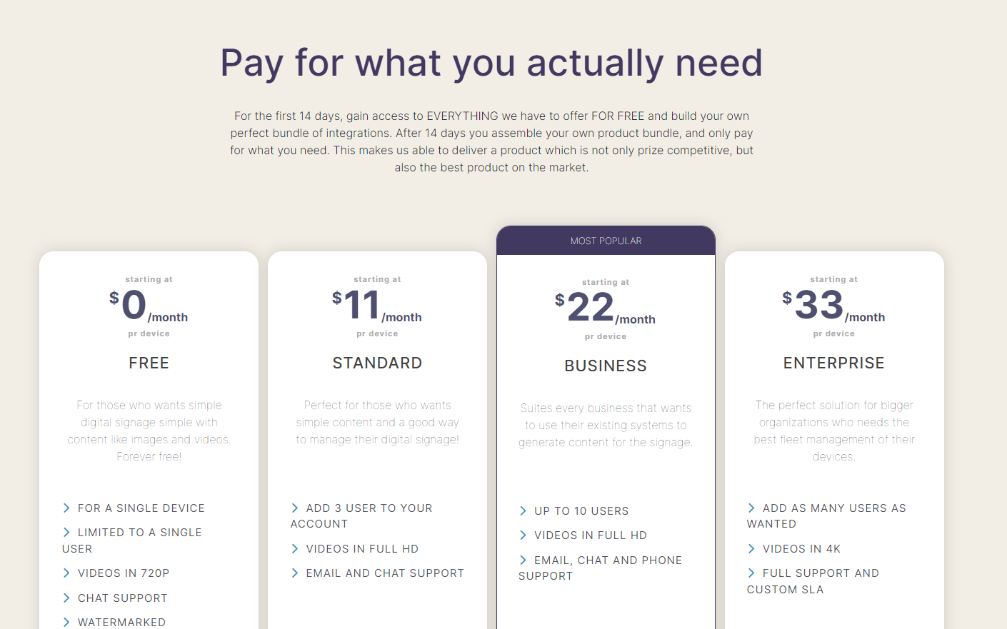 SocialScreen pricing page