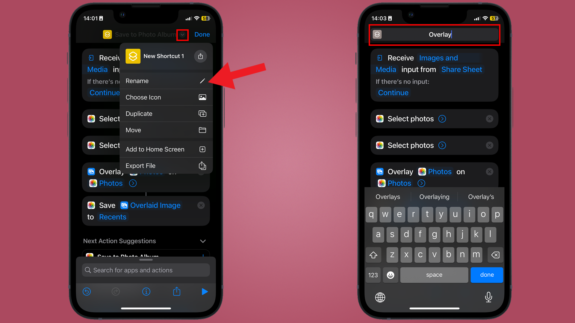 Image showing how you rename your shortcut