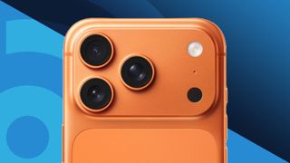 The iPhone 17 Pro Max on a blue background