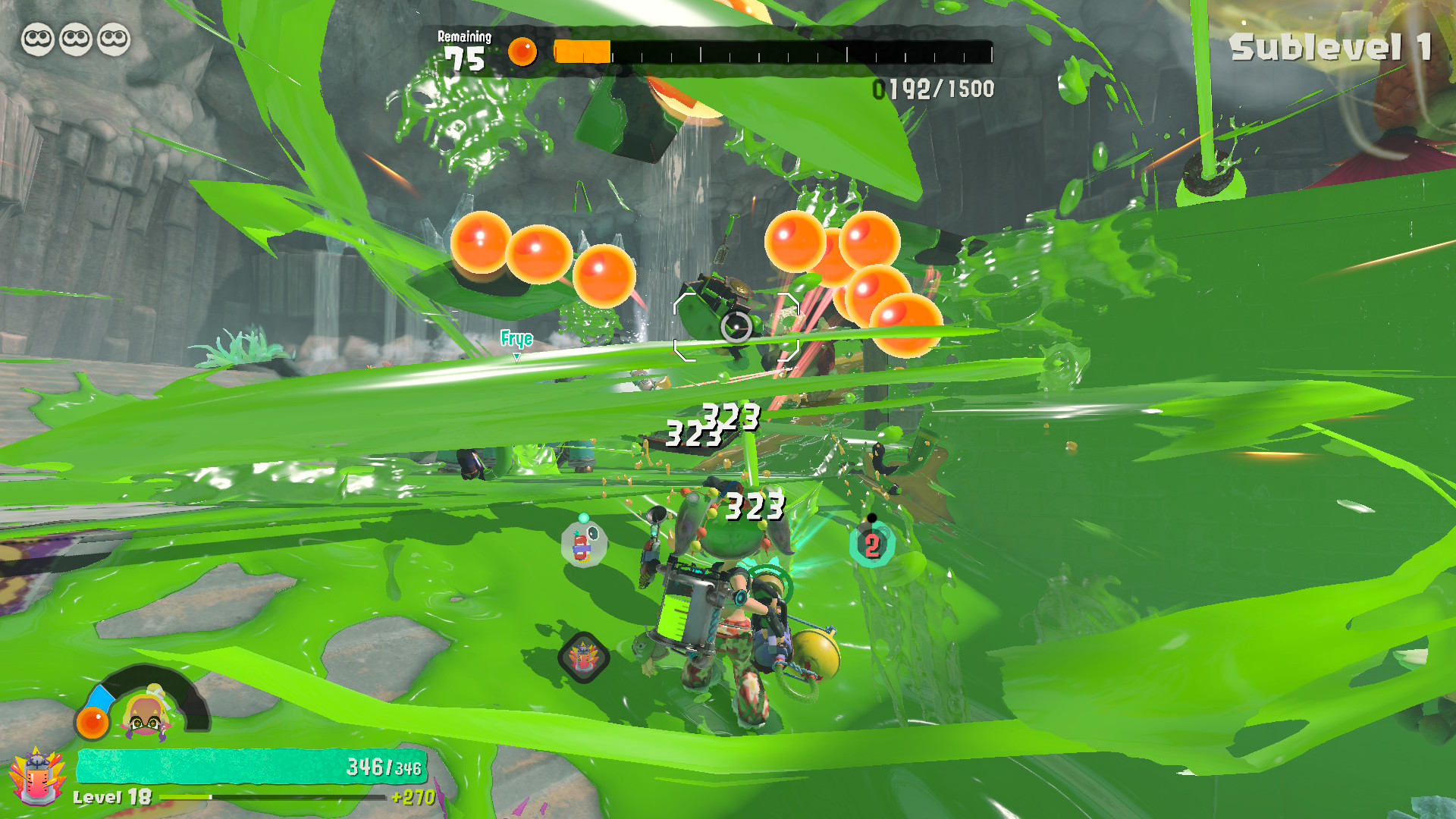 A Splatoon Raiders screenshot taken on Nintendo Switch 2 in handheld mode.
