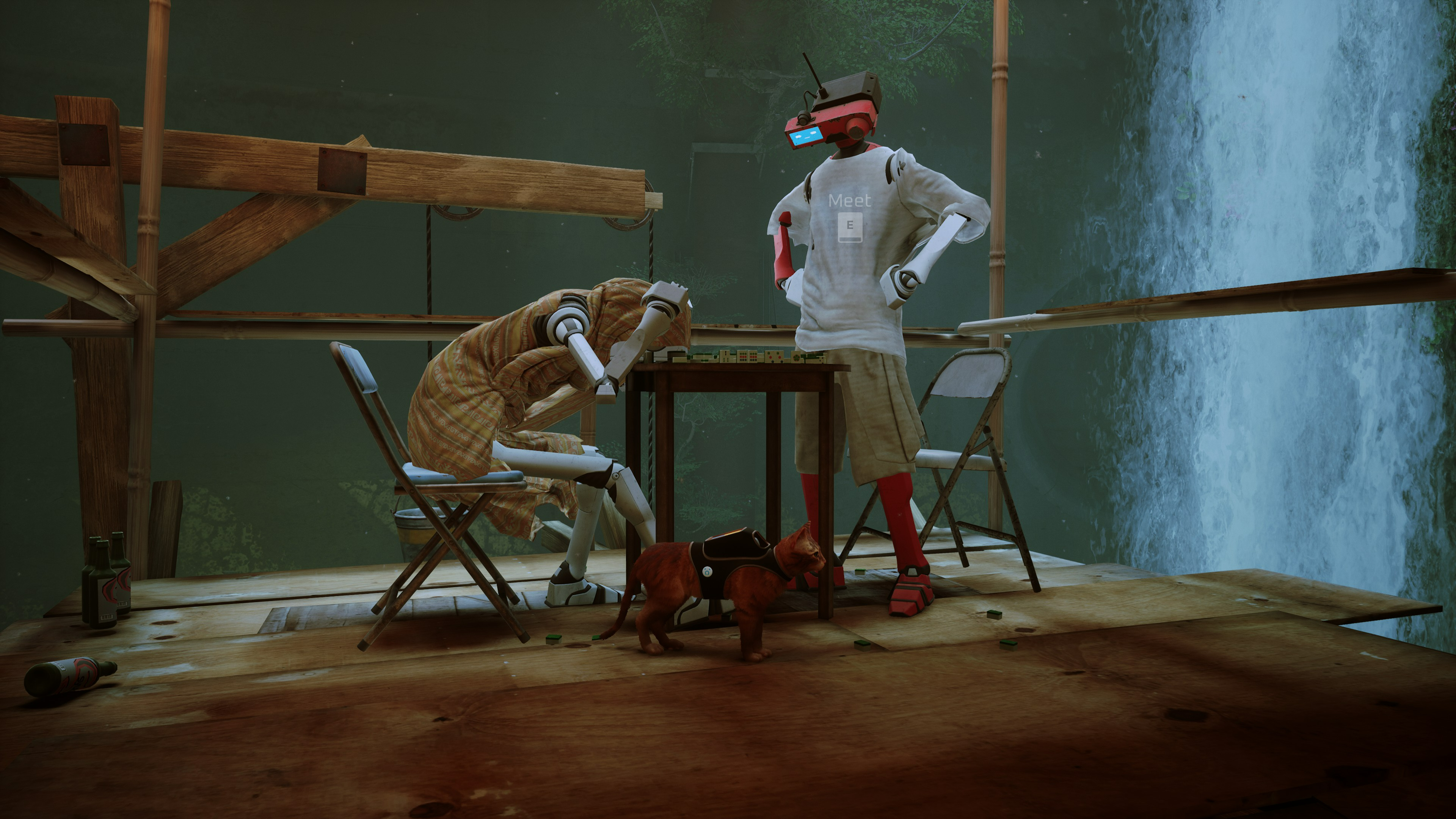 Stray save file location, Two robots after you destroy their game of dominoes in Stray