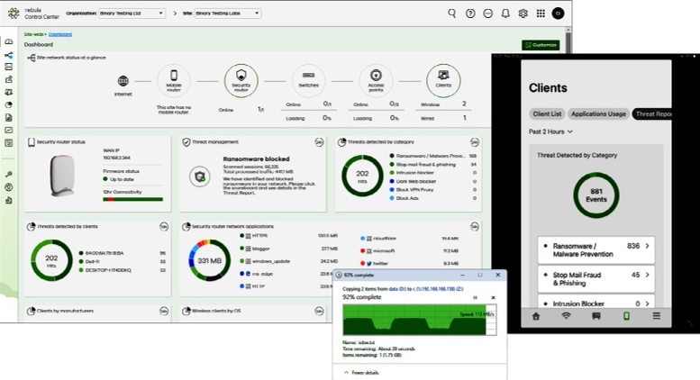 Desktop screenshot of the Zyxel SCR 50AXE's integrated control center