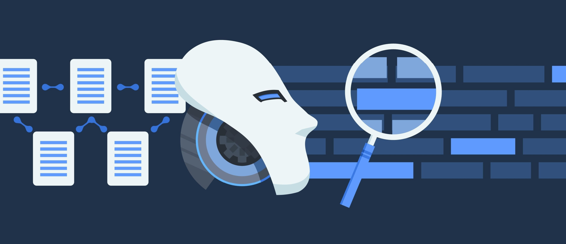 An AI head processing information