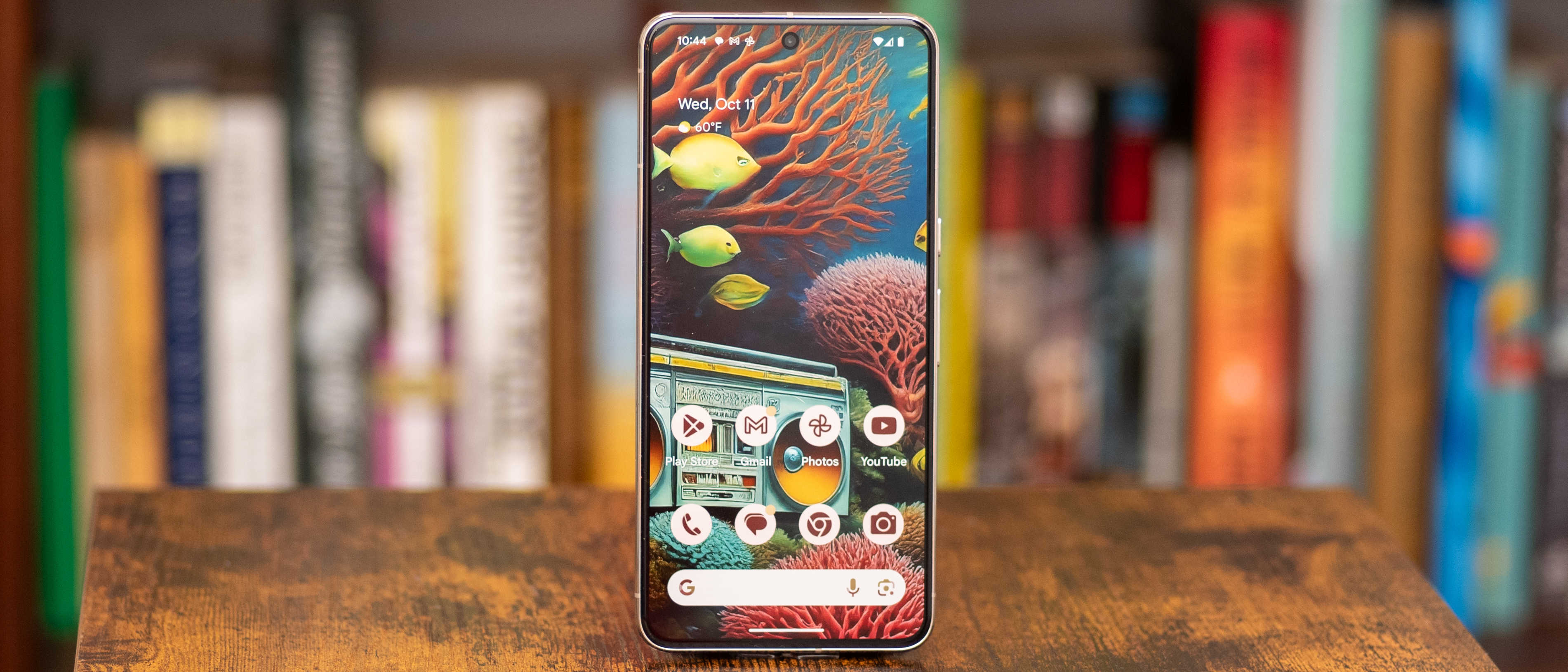 Google Pixel 8 Pro home screen on a table