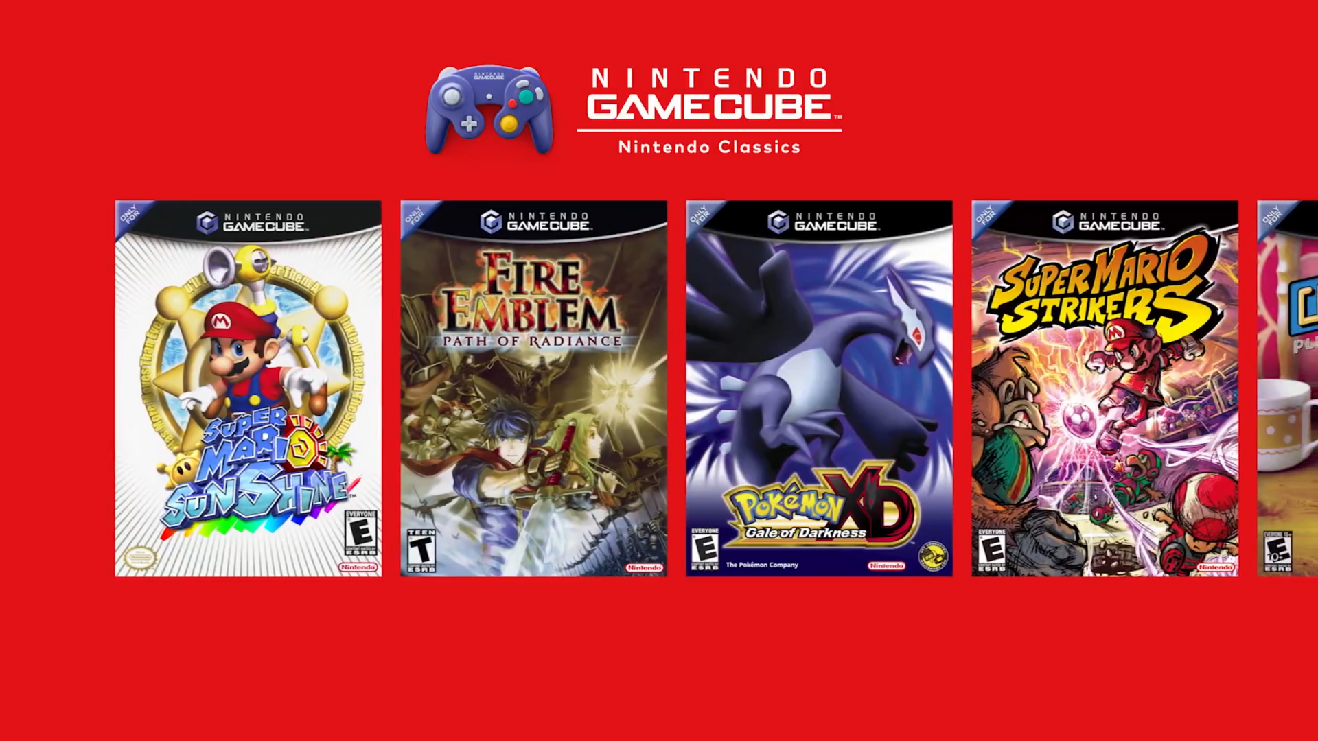 GameCube Nintendo Classics titles including Mario Sunshine and Pokemon: XD Gale of Darkness